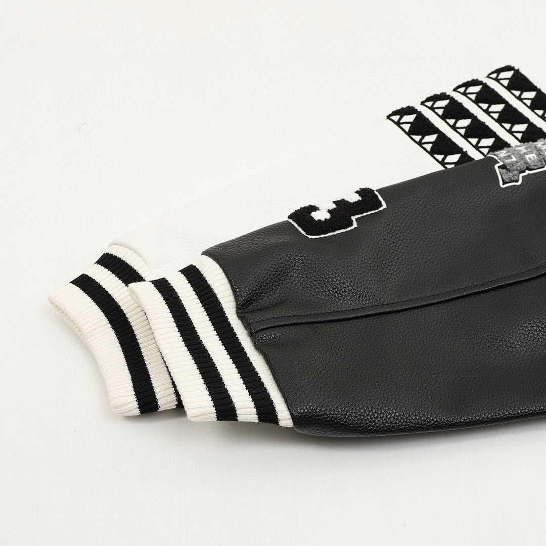 THOM BROWNE Four-Bar Multi-Embroidery Baseball Jacket