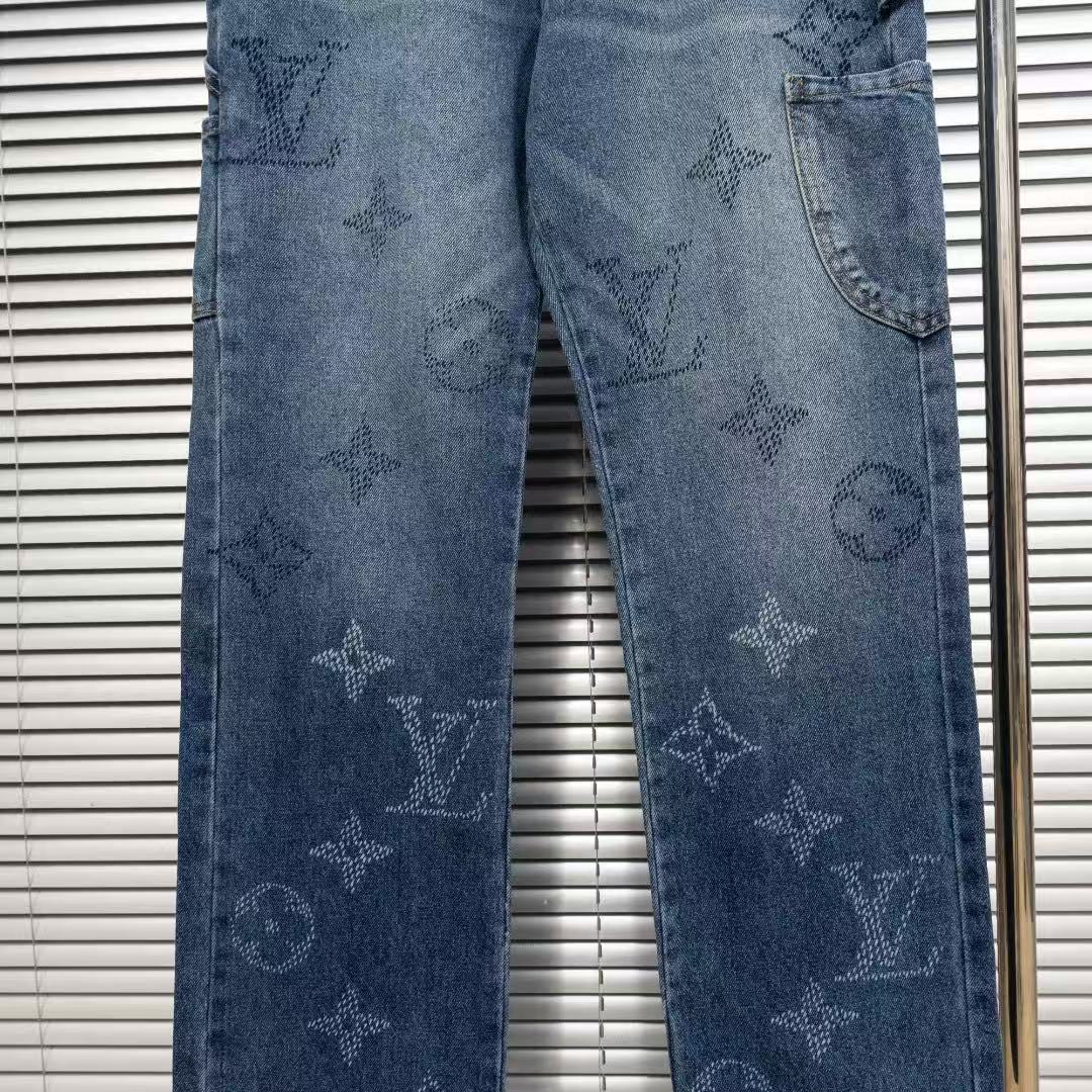 Louis Vuitton Logo-Embroidered Straight-Leg Jeans