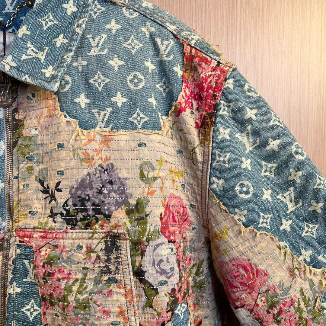 LOUIS VUITTON Monogram x Floral Patchwork Zip Jacket