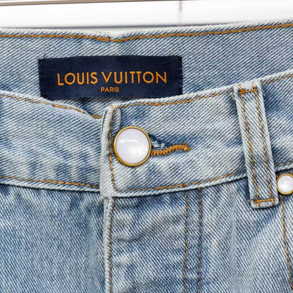 Louis Vuitton Logo-Embroidered Straight-Leg Jeans
