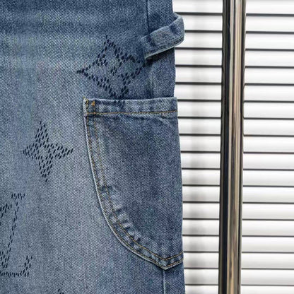 Louis Vuitton Logo-Embroidered Straight-Leg Jeans