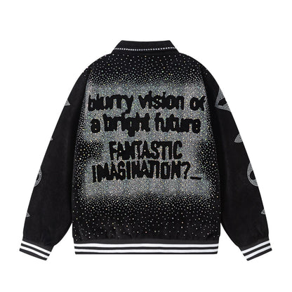 Louis Vuitton Crystal Embellished Varsity Bomber Jacket — Black