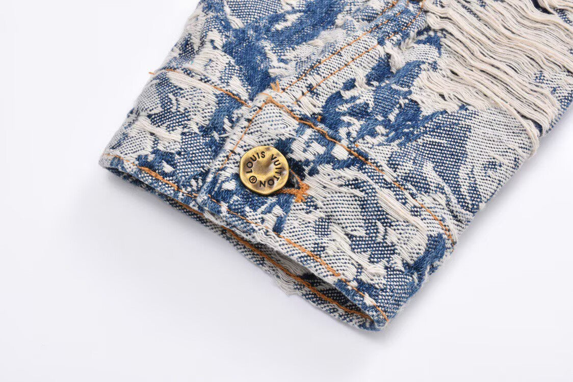 LOUIS VUITTON Floral Jacquard Denim Jacket