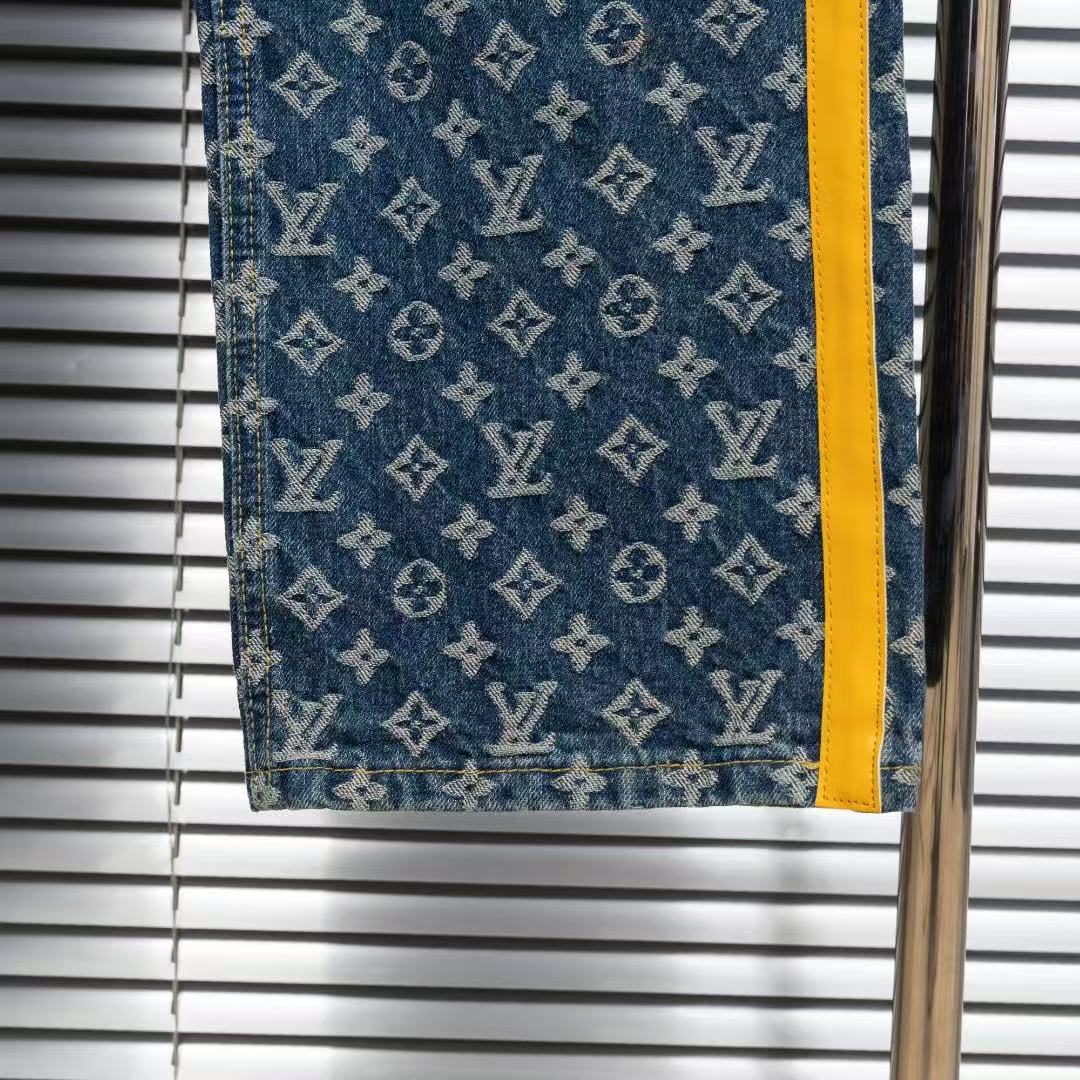 Louis Vuitton Logo-Embroidered Straight-Leg Jeans