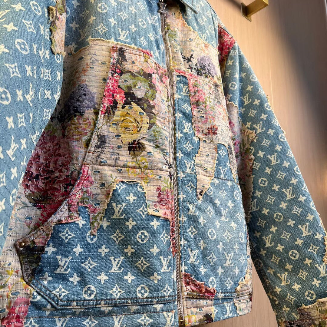 LOUIS VUITTON Monogram x Floral Patchwork Zip Jacket