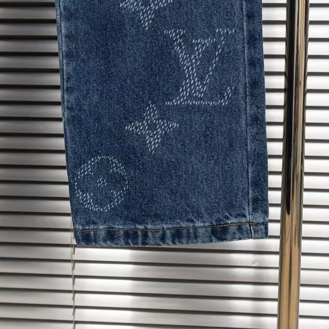 Louis Vuitton Logo-Embroidered Straight-Leg Jeans