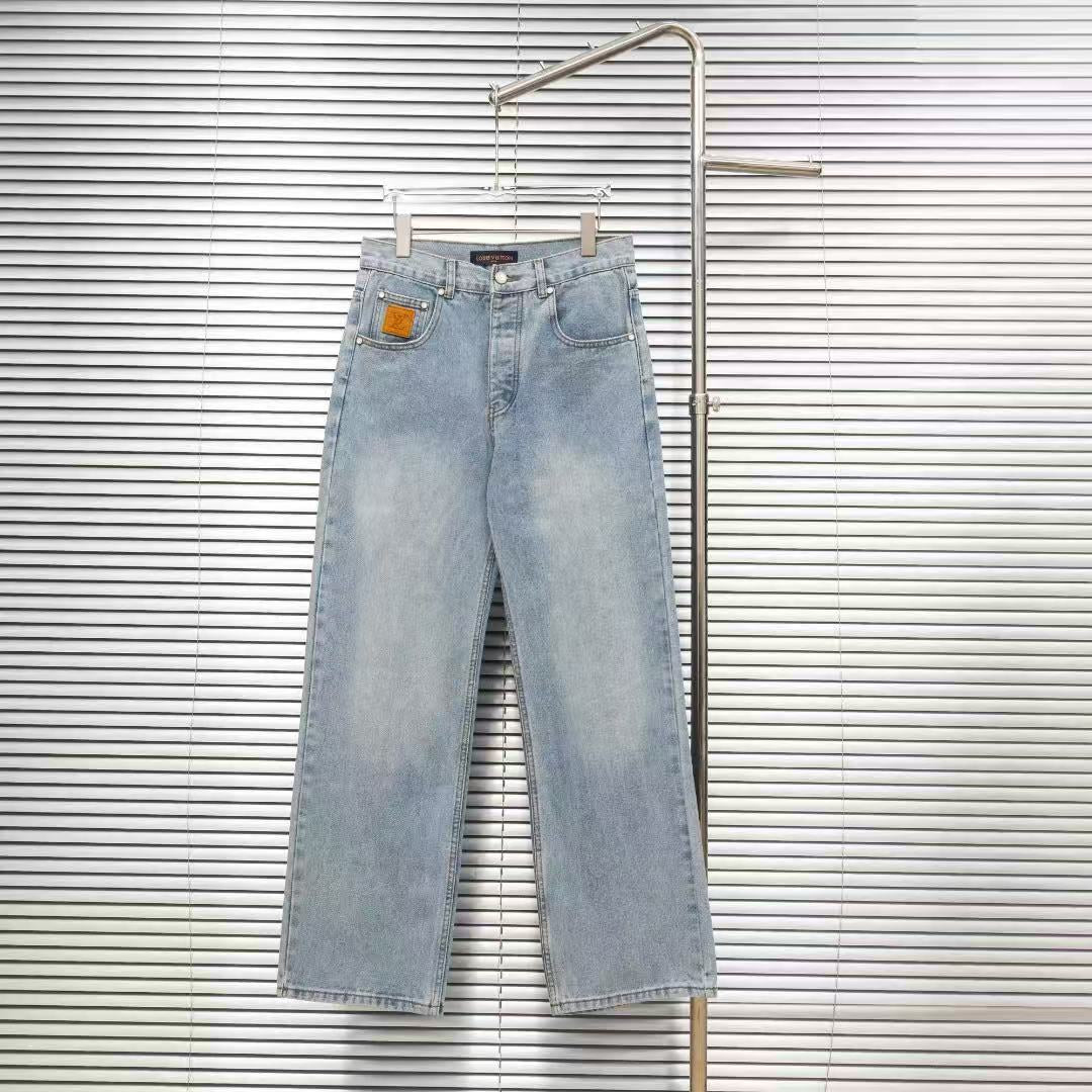 Louis Vuitton Logo-Embroidered Straight-Leg Jeans