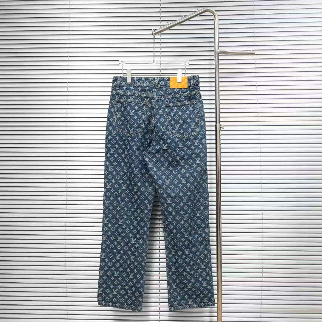 Louis Vuitton Logo-Embroidered Straight-Leg Jeans