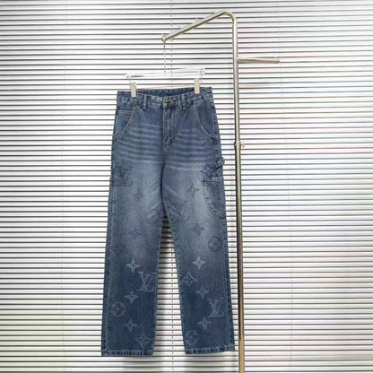 Louis Vuitton Logo-Embroidered Straight-Leg Jeans