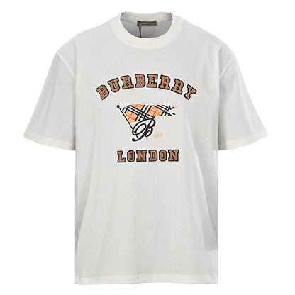Burberry Check Flag Towel-Appliqué Letter T-Shirt