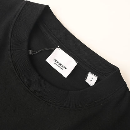 Burberry T-Shirt with Tape-Style Horizontal Stripe Overlay & Letter Print