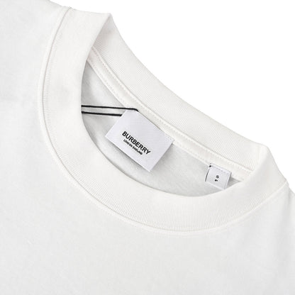 Burberry T-Shirt with Tape-Style Horizontal Stripe Overlay & Letter Print
