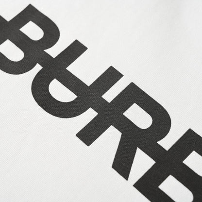 Burberry T-Shirt with Tape-Style Horizontal Stripe Overlay & Letter Print