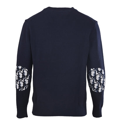 DIOR CD All-Over Jacquard Cotton Knit Crew-Neck Sweater