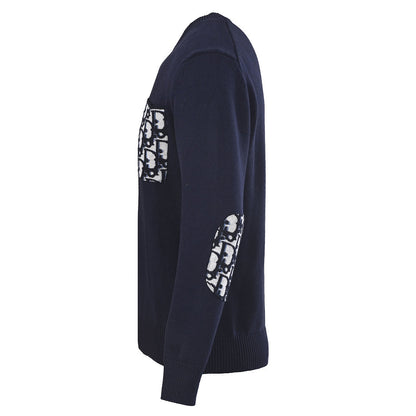 DIOR CD All-Over Jacquard Cotton Knit Crew-Neck Sweater