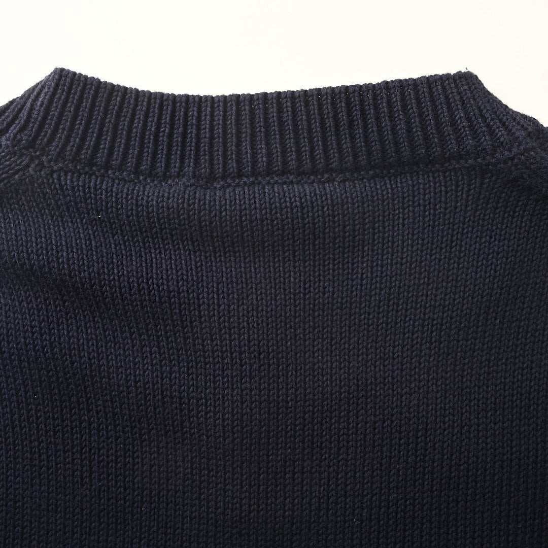DIOR CD All-Over Jacquard Cotton Knit Crew-Neck Sweater
