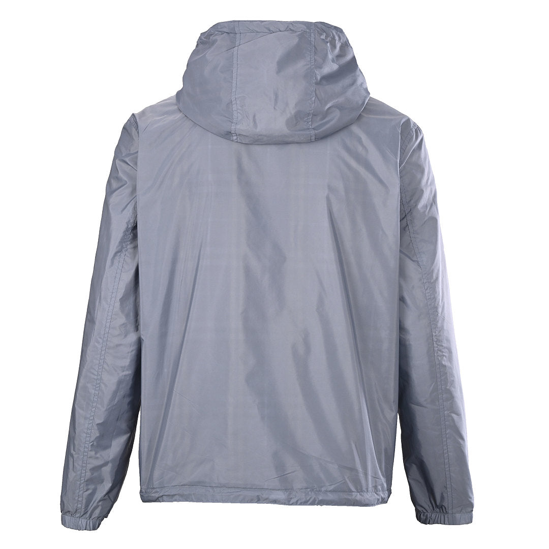 BURBERRY BBR Grey-Green Check Reversible Hooded Jacket