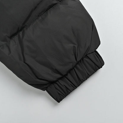 Gucci Black Down Puffer Hooded Jacket with Stripe Wordmark