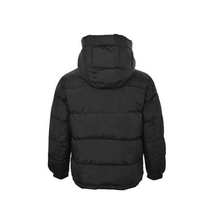 Gucci Black Down Puffer Hooded Jacket with Stripe Wordmark