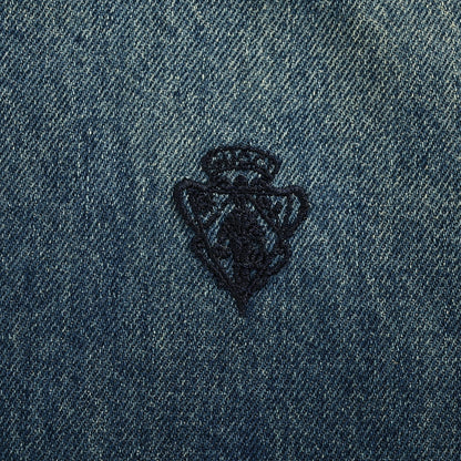 Gucci Mid-Blue Washed Denim Point Collar Overshirt