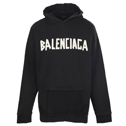 BALENCIAGA Washed Distressed Textured Print Hoodie