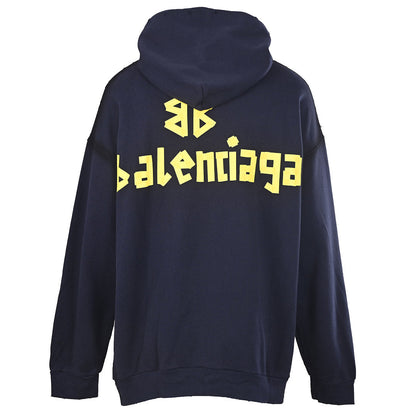 BALENCIAGA Washed Distressed Textured Print Hoodie