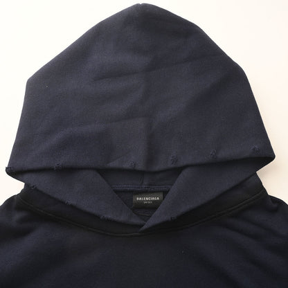 BALENCIAGA Washed Distressed Textured Print Hoodie
