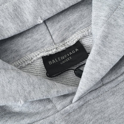 BALENCIAGA Washed Distressed Textured Print Hoodie
