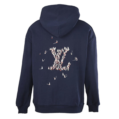Louis Vuitton Sailboat Embroidered Pullover Hoodie — Navy