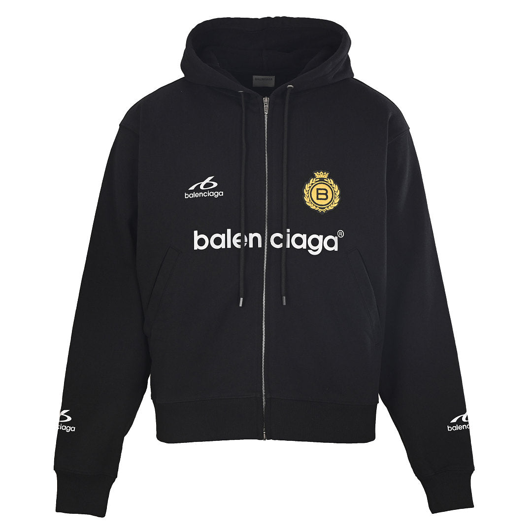 BALENCIAGA Soccer 6B Reflective Print Zip-Up Hooded Jacket