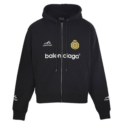 BALENCIAGA Soccer 6B Reflective Print Zip-Up Hooded Jacket