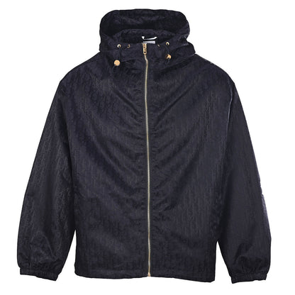 DIOR CD Oblique Tonal Jacquard Hooded Zip Jacket in Black