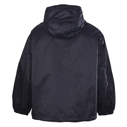 DIOR CD Oblique Tonal Jacquard Hooded Zip Jacket in Black
