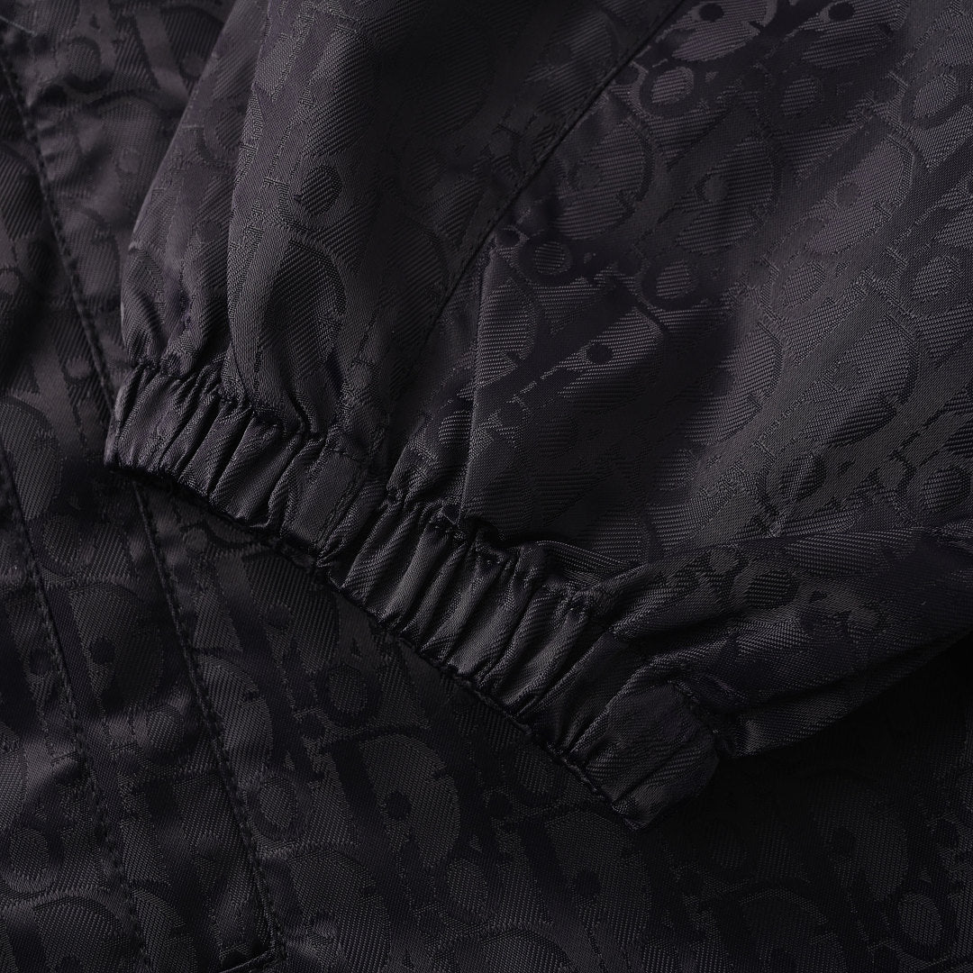 DIOR CD Oblique Tonal Jacquard Hooded Zip Jacket in Black