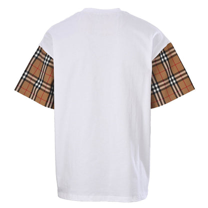 Burberry Short-Sleeve T-Shirt with Check-Pattern Sleeve Panels & Embroidered Logo