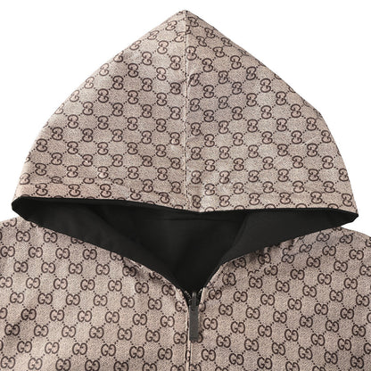 Gucci GG Supreme Reversible Hooded Zip Jacket in Black Canvas