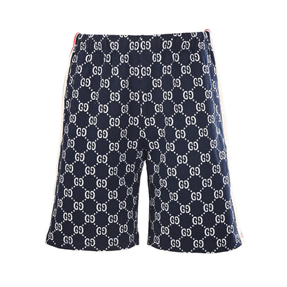 Gucci GG Monogram Print Web Stripe Shorts – Navy