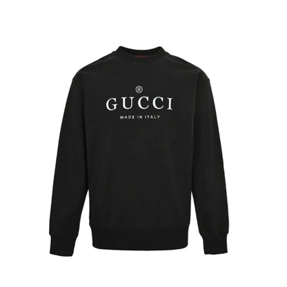 Gucci Black Heavyweight Cotton Serif Logo Print Crewneck Sweatshirt