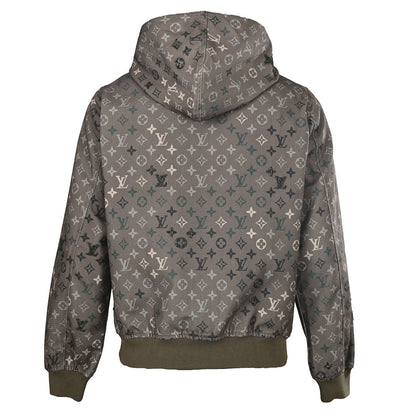 Louis Vuitton All-Over Monogram Crystal-Embellished Hooded Jacket — Khaki