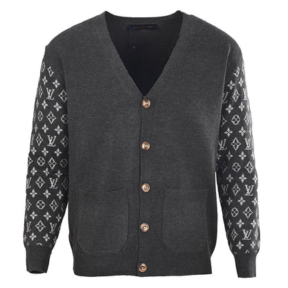 Louis Vuitton Monogram Jacquard Sleeve Cardigan — Charcoal