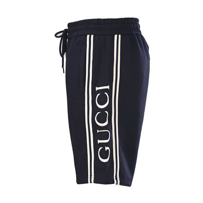 Gucci Script Logo Side Stripe Cotton Fleece Shorts – Black