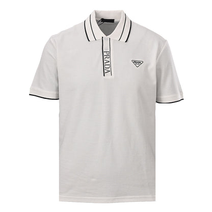 PRADA Triangle Logo Embroidered Polo Shirt