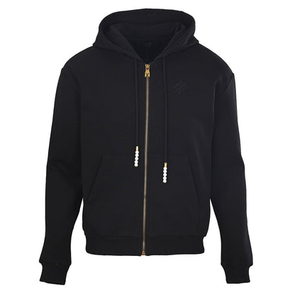 Louis Vuitton Pearl Drawstring Zip Hoodie — Black