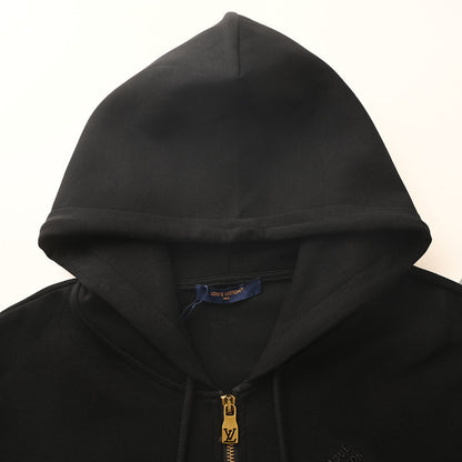 Louis Vuitton Pearl Drawstring Zip Hoodie — Black