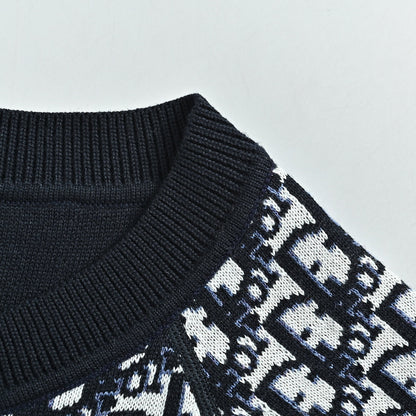 Dior Oblique Jacquard Cashmere Reversible Crewneck Sweater