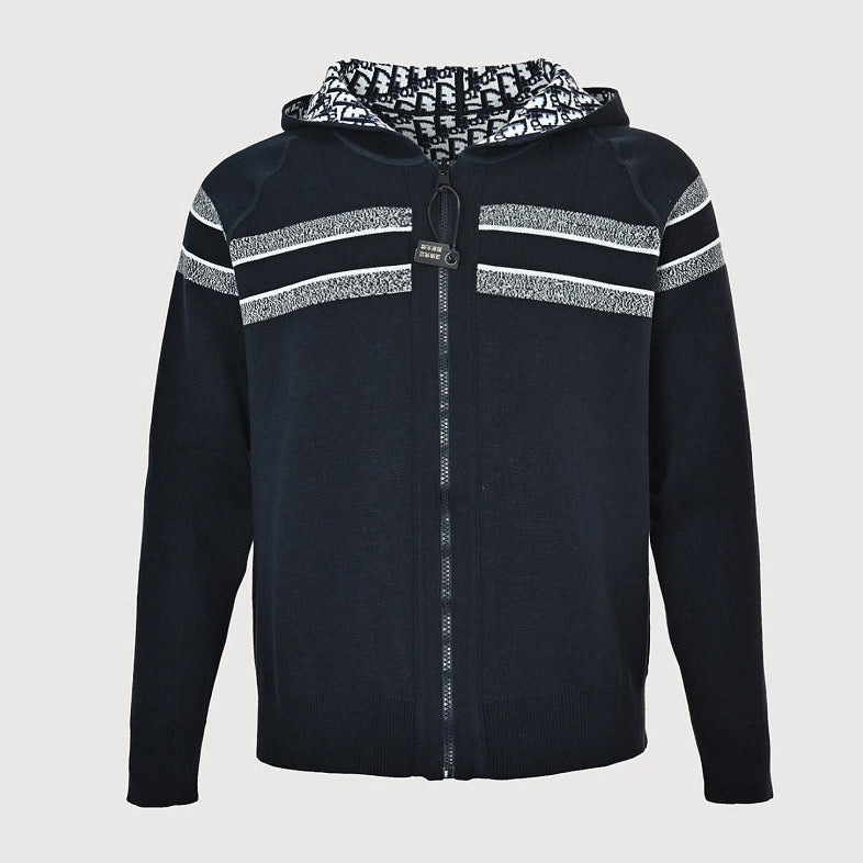 Dior Classic Monogram Reversible Wool-Cashmere Hooded Cardigan