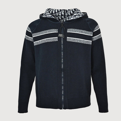Dior Classic Monogram Reversible Wool-Cashmere Hooded Cardigan