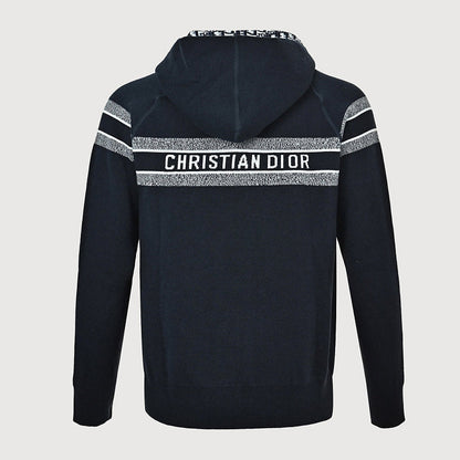 Dior Classic Monogram Reversible Wool-Cashmere Hooded Cardigan