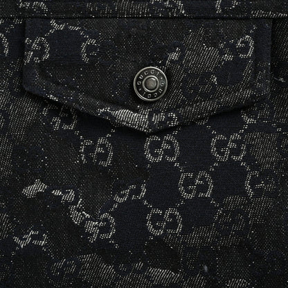 Gucci Black GG Monogram Camo Floral Jacquard Full-Zip Hooded Field Jacket