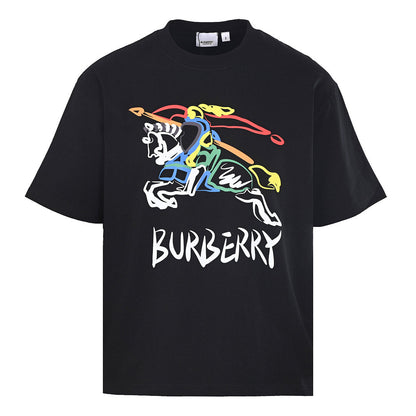 BURBERRY Graffiti Equestrian Knight Print Crew-Neck Short-Sleeve T-Shirt